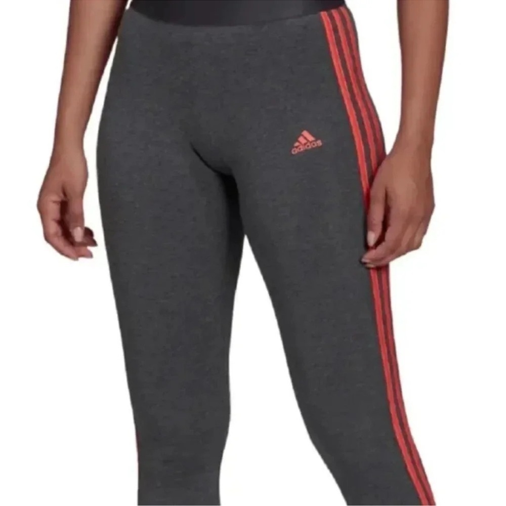 Adidas Women's Essentials 3-Stripe Full Length Cotton Leggings, XS Dark Grey NWT - Picture 3 of 5